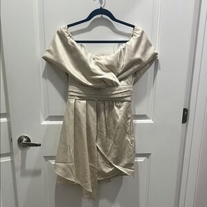 Lulu's Cream Off-Shoulder Mini Dress